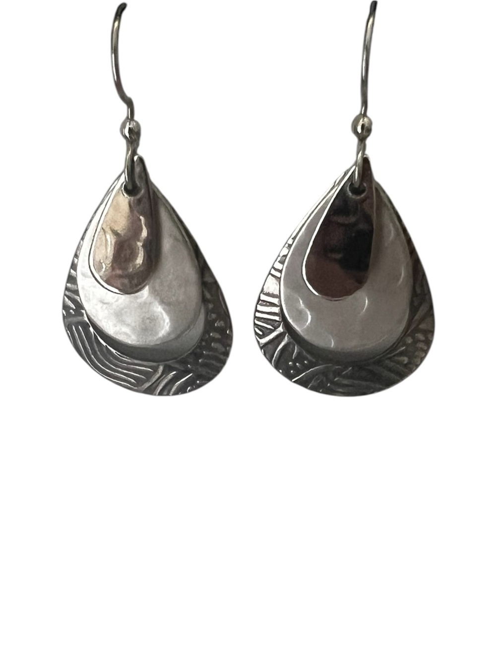 5/$25 Silver Forest Sterling Teardrop Layered Dangle Earrings - Silver